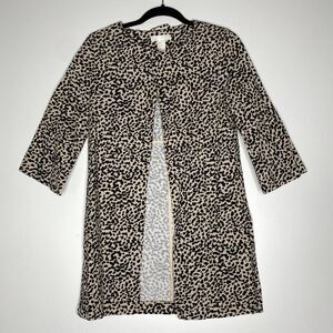 H&M Animal Leopard Print Open Front Coat Women's Size 2